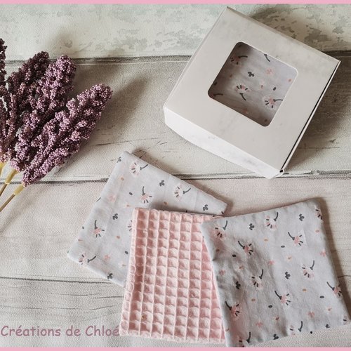 Boite de 8 lingettes démaquillantes coton et nid d'abeilles