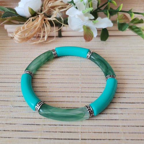 Bracelet perles tube incurvées