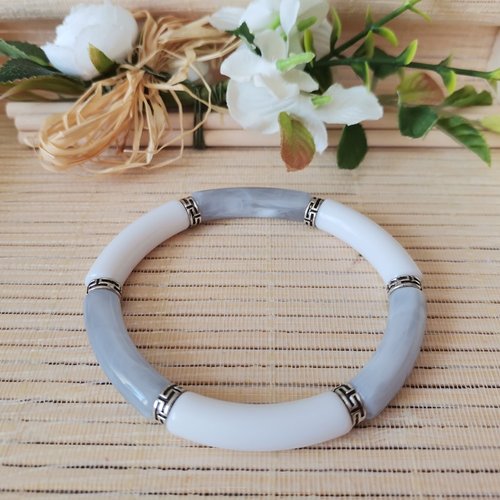 Bracelet perles tube incurvées