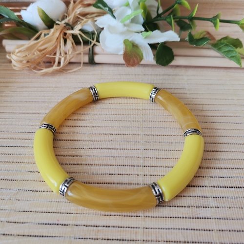 Bracelet perles tube incurvées
