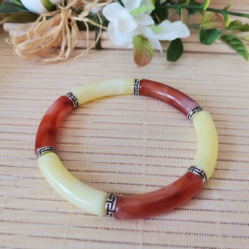 Bracelet perles tube incurvées