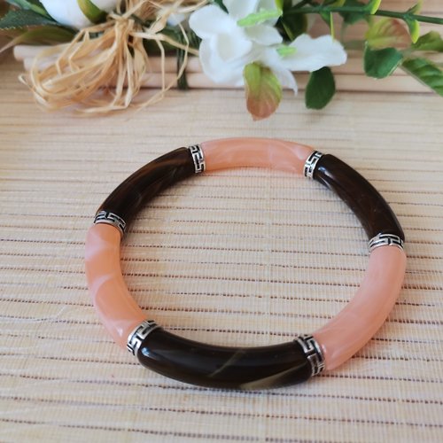 Bracelet perles tube incurvées