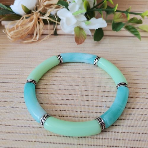 Bracelet perles tube incurvées