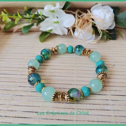 Bracelet perles jade verte