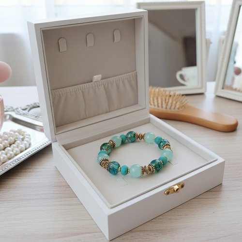 Bracelet perles jade verte