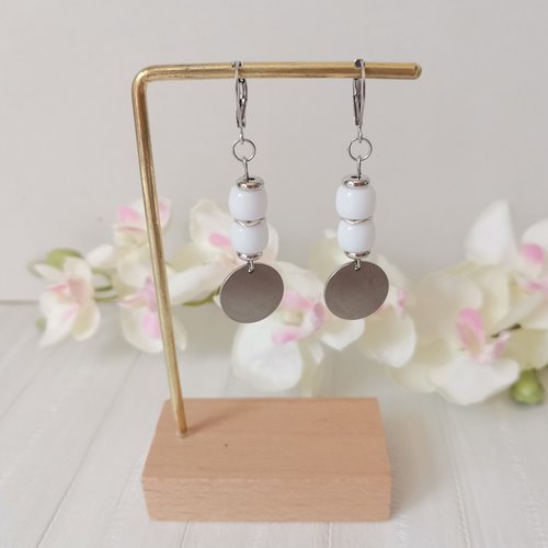 Boucles d'oreilles acier inoxydable et sequin métal