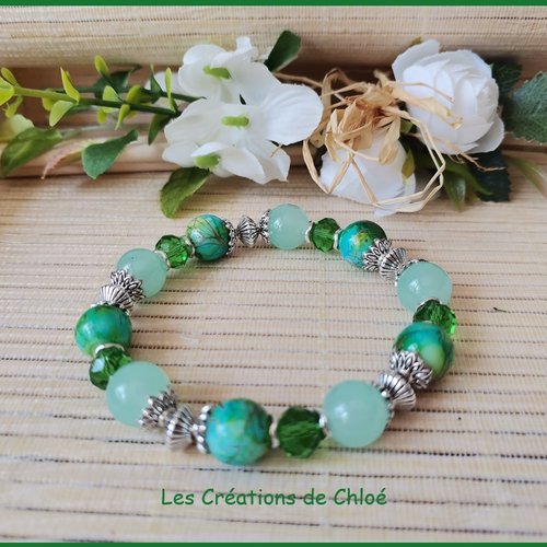 Bracelet perles jade verte
