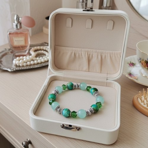 Bracelet perles jade verte