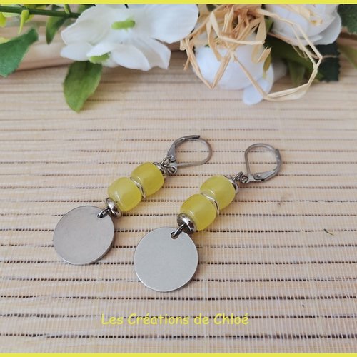 Boucles d'oreilles acier inoxydable et sequin métal