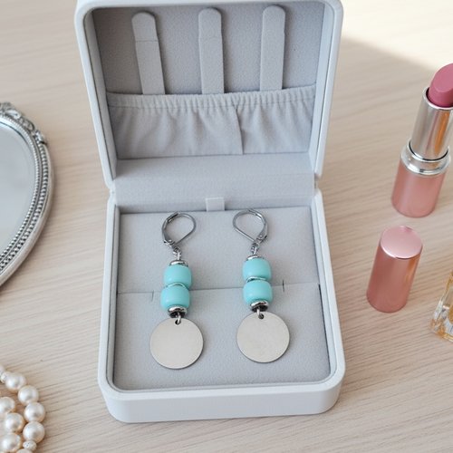 Boucles d'oreilles acier inoxydable et sequin métal