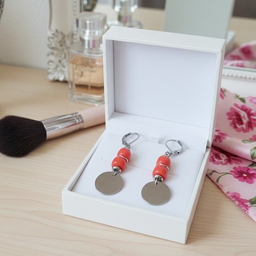 Boucles d'oreilles acier inoxydable et sequin métal