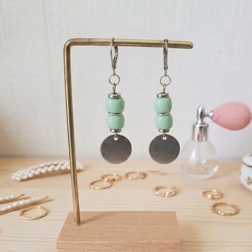 Boucles d'oreilles acier inoxydable et sequin métal