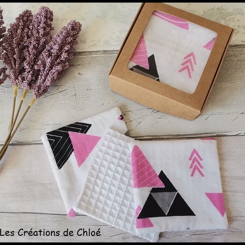 Boite de 12 lingettes démaquillantes coton imprimé et nid d'abeilles