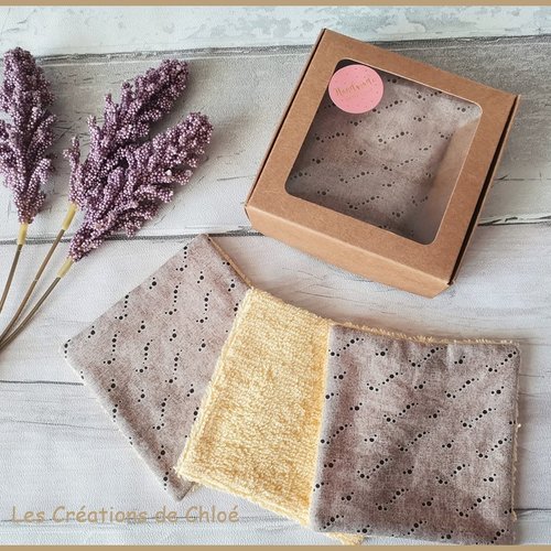 Boite de 6 lingettes démaquillantes coton imprimé et éponge