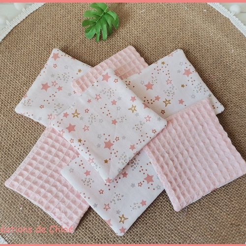 Lot de 9 lingettes démaquillantes coton et nid d'abeilles