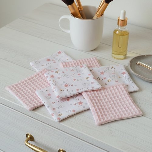 Lot de 9 lingettes démaquillantes coton et nid d'abeilles