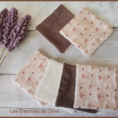 Lot de 8 lingettes démaquillantes coton imprimé et éponge