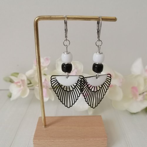 Boucles d'oreilles acier inoxydable et pendentif aile