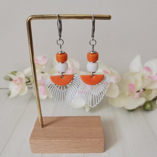 Boucles d'oreilles acier inoxydable et pendentif aile