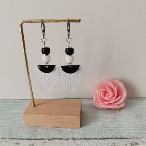Boucles d'oreilles acier inoxydable et pendentif aile