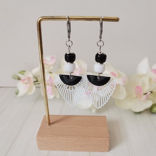 Boucles d'oreilles acier inoxydable et pendentif aile