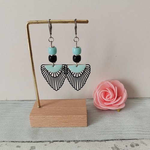Boucles d'oreilles acier inoxydable et pendentif aile