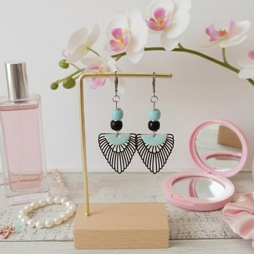 Boucles d'oreilles acier inoxydable et pendentif aile