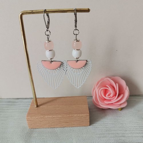 Boucles d'oreilles acier inoxydable et pendentif aile