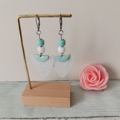 Boucles d'oreilles acier inoxydable et pendentif aile