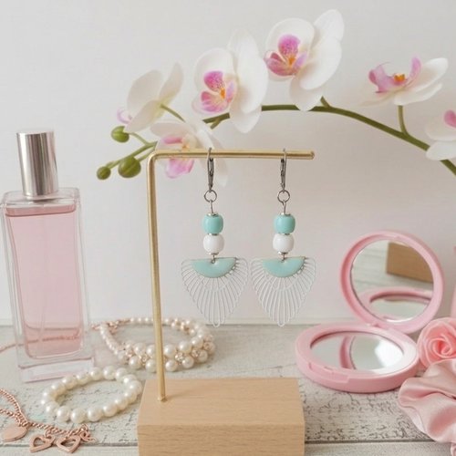 Boucles d'oreilles acier inoxydable et pendentif aile