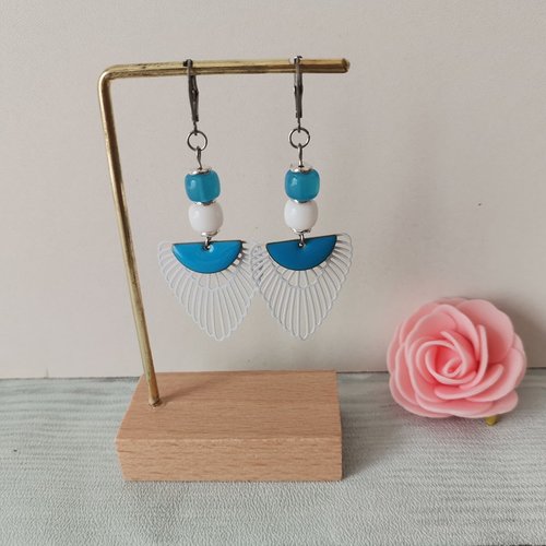 Boucles d'oreilles acier inoxydable et pendentif aile