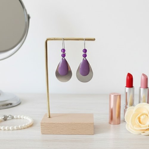 Boucles d'oreilles acier inoxydable et pendentifs goutte