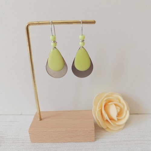 Boucles d'oreilles acier inoxydable et pendentifs goutte