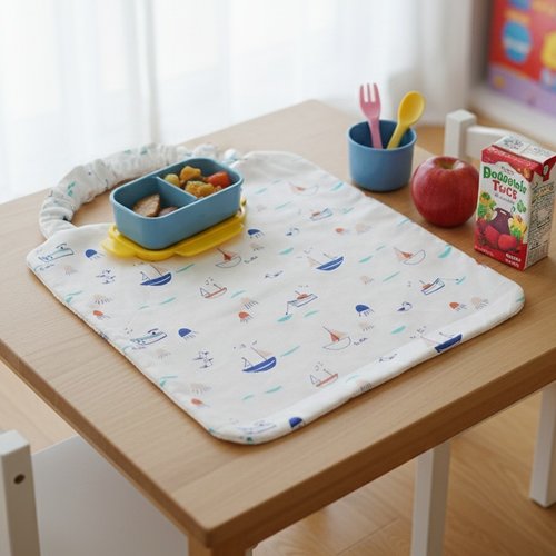 Serviette de cantine élastique motifs bateaux