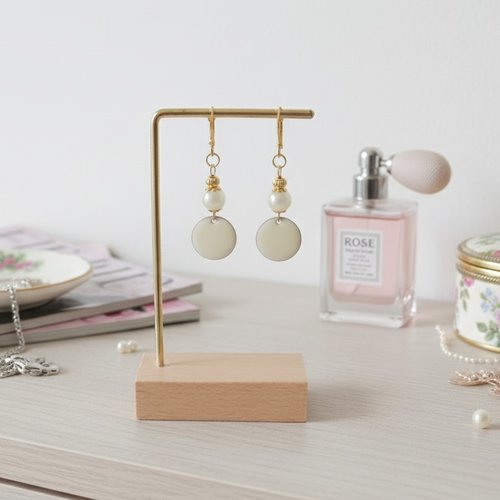 Boucles d'oreilles acier inoxydable doré et sequin émail