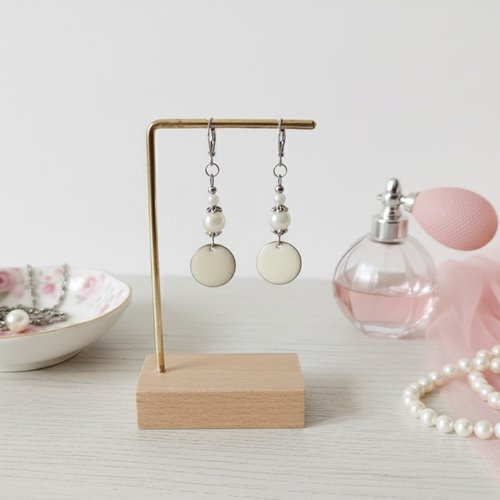 Boucles d'oreilles acier inoxydable et sequin émail