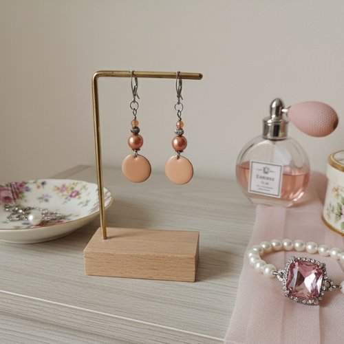 Boucles d'oreilles acier inoxydable et sequin émail