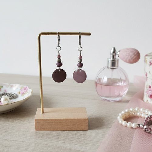 Boucles d'oreilles acier inoxydable et sequin émail