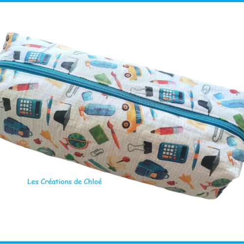 Trousse écolier motifs fournitures scolaires