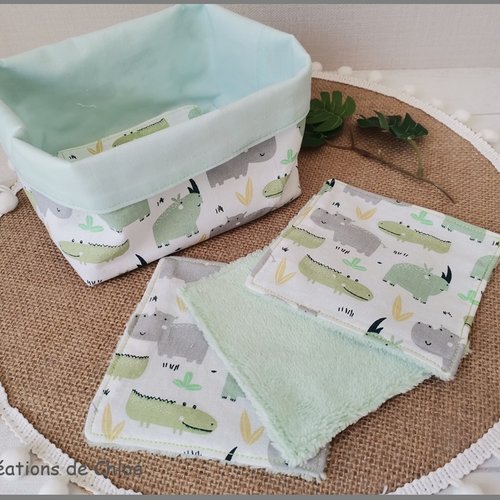 Panier et 6 lingettes bébé