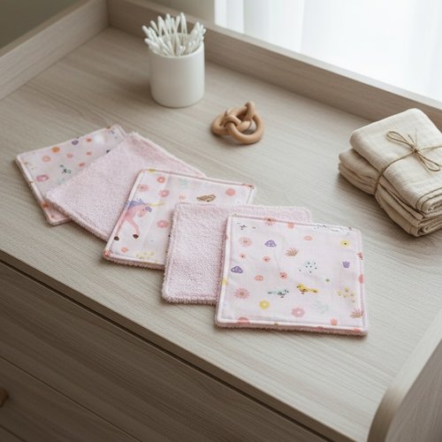 6 lingettes bébé coton et éponge bambou