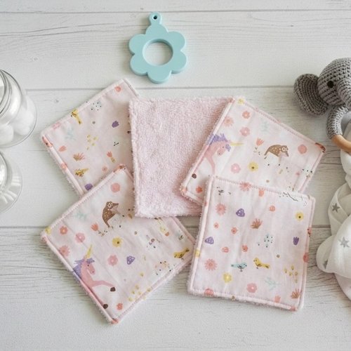 6 lingettes bébé coton et éponge bambou