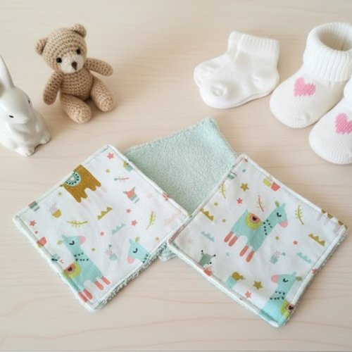 6 lingettes bébé coton et éponge bambou