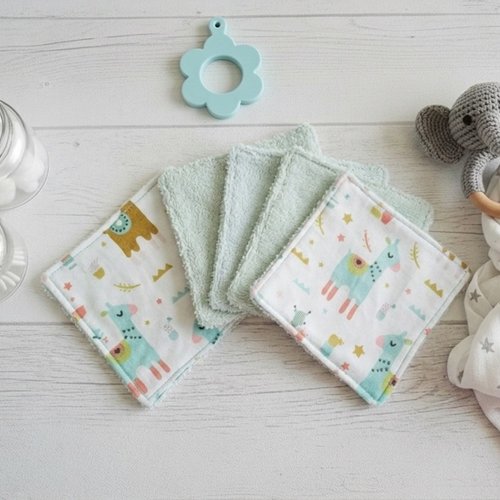 6 lingettes bébé coton et éponge bambou