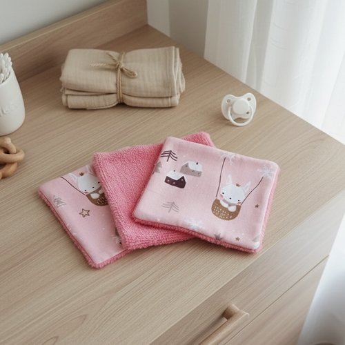 6 lingettes bébé coton et éponge bambou