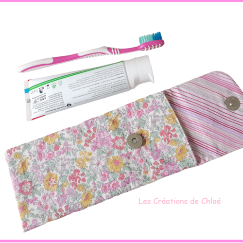 Etui brosse à dent coton motifs fleurs
