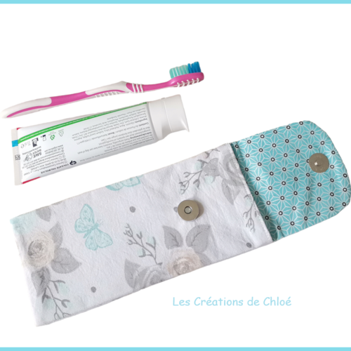 Etui brosse à dent coton enduit bleu