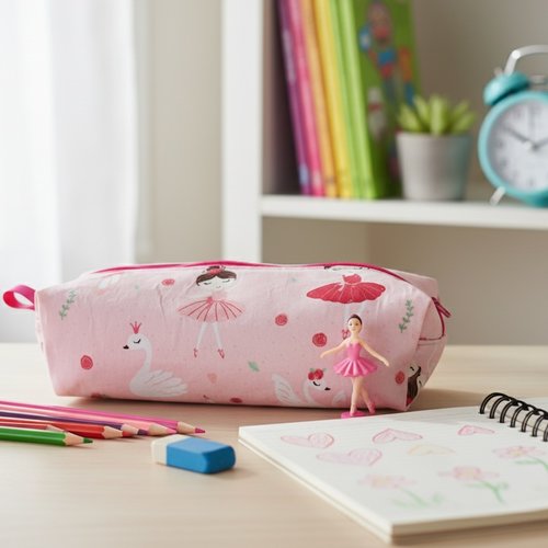 Trousse d'école fille motif danseuses et cygnes