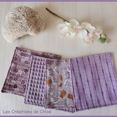 Lot de 12 lingettes démaquillantes coton imprimé et nid d'abeilles