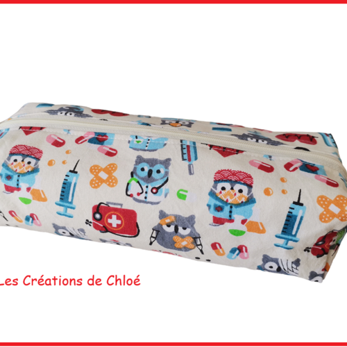 Trousse d'école fille ou garçon motif hiboux